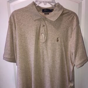 Men’s large Ralph Lauren beige, classic fit polo. Soft material, classic fit